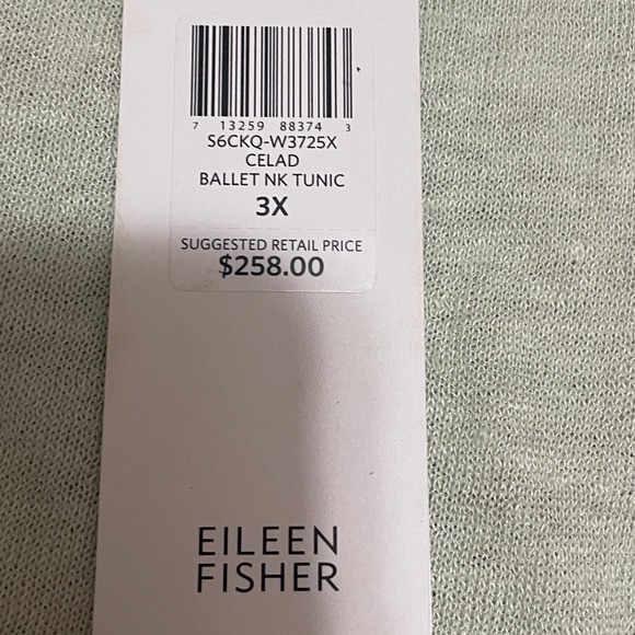 Eileen Fisher Ballet Neck Tunic Sweater Women's 3X Light Green Linen Blend NWT - Picture 3 of 5